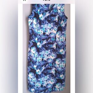 TALBOTS BLUE FLORAL DRESS SIZE 10 Cotton/Spandex Super Cute and Comfy